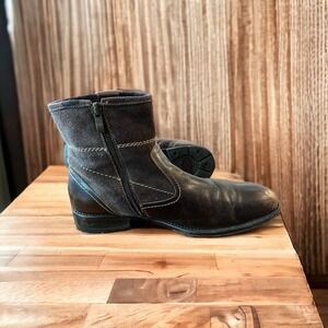 Steve Madden side zip brown leather mens boots Size 11.5